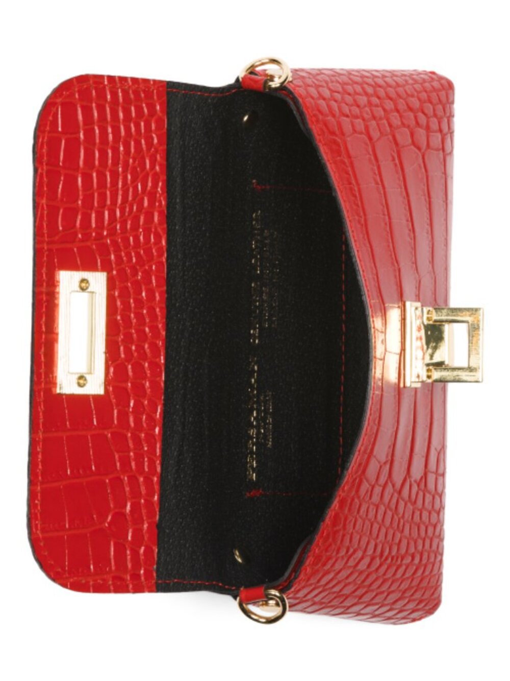 PERSAMAN NEW YORK Made In Italy Leather Crocodile Embossed Clutch - Picture 3 of 5